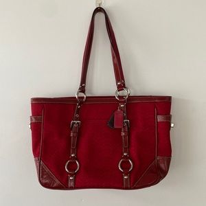 COACH East West Gallery jacquard logo cc red tote Bag patent 1427
